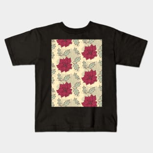 Poinsettia Christmas pattern design Kids T-Shirt